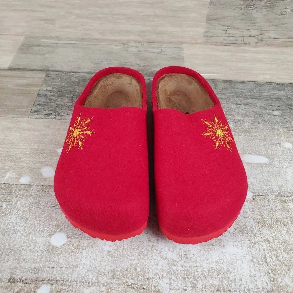 Birkenstock Kaprun Kids Clog Sz 11 Narrow Snow Stars Red Lamb Slip On Shoes